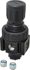 Parker - 1/4 NPT Port, 30 CFM, Zinc Economy Regulator - 2 to 125 psi Range, 300 Max psi Supply Pressure, 1/4" Gauge Port Thread, 2" Wide x 4.44" High - Apex Tool & Supply
