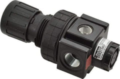 Parker - 3/8 NPT Port, 40 CFM, Zinc Economy Regulator - 2 to 125 psi Range, 300 Max psi Supply Pressure, 1/4" Gauge Port Thread, 2" Wide x 4.44" High - Apex Tool & Supply