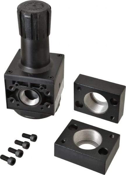 Parker - 1-1/2 NPT Port, 300 CFM, Aluminum Heavy-Duty Regulator - 2 to 125 psi Range, 250 Max psi Supply Pressure, 1/4" Gauge Port Thread, 3.62" Wide x 8.46" High - Apex Tool & Supply