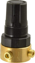 Parker - 1/8 NPT Port, Brass Miniature Regulator - 2 to 125 psi Range, 300 Max psi Supply Pressure, 1/8" Gauge Port Thread, 1-1/2" Wide x 2.87" High - Apex Tool & Supply