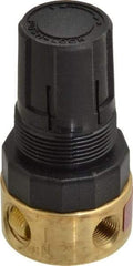 Parker - 1/4 NPT Port, Brass Miniature Regulator - 2 to 125 psi Range, 300 Max psi Supply Pressure, 1/8" Gauge Port Thread, 1-1/2" Wide x 2.87" High - Apex Tool & Supply