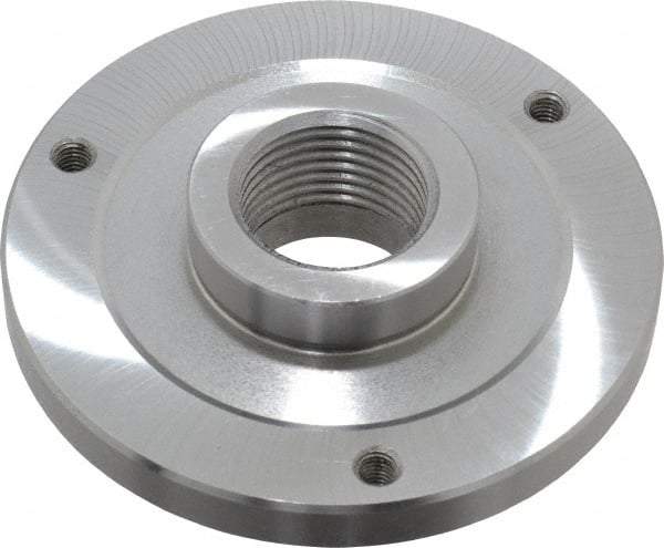 Bison - Adapter Back Plate for 5" Diam Self Centering Lathe Chucks - 1-1/2 - 8 Mount, 1.515" Through Hole Diam, 2.164mm ID, 5" OD, 0.51" Flange Height, Steel - Apex Tool & Supply