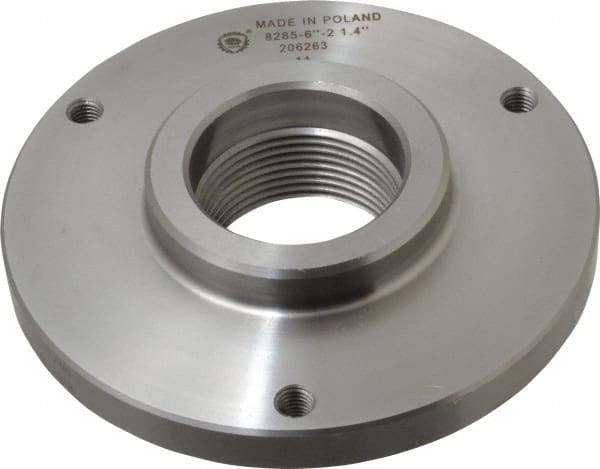 Bison - Adapter Back Plate for 6-1/4" Diam Self Centering Lathe Chucks - 2-1/4 - 8 Mount, 2.26" Through Hole Diam, 3.385mm ID, 38139" OD, 0.59" Flange Height, Steel - Apex Tool & Supply