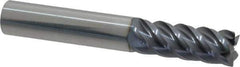 SGS - 3/8", 5 Flute, Single End, Solid Carbide, 0.015" Corner Radius End Mill - 2-1/2" OAL, 45° Helix, Right Hand Flute, 1" LOC, Right Hand Cut - Apex Tool & Supply