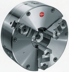 Rohm - 3 Jaws, 8" Diam, Self Centering Manual Lathe Chuck - Plain Back Mount Spindle, Adjustable, Reversible, 2.17" Through Hole Diam, Forged Steel - Apex Tool & Supply