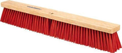 PRO-SOURCE - 24" Heavy Duty Synthetic Push Broom - 4" Bristle Length, Wood Block, Threaded Handle Connection - Apex Tool & Supply