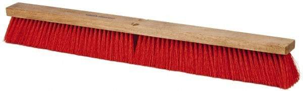 PRO-SOURCE - 30" Heavy Duty Synthetic Push Broom - 4" Bristle Length, Wood Block, Threaded Handle Connection - Apex Tool & Supply