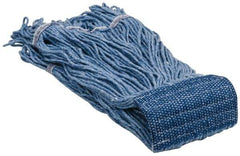 PRO-SOURCE - 5" Blue Head Band, Large Blended Fiber Loop End Mop Head - 4 Ply, Clamp Jaw Connection, Use for General Purpose - Apex Tool & Supply