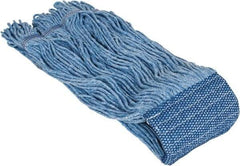 PRO-SOURCE - 5" Blue Head Band, X-Large Blended Fiber Loop End Mop Head - 4 Ply, Clamp Jaw Connection, Use for General Purpose - Apex Tool & Supply