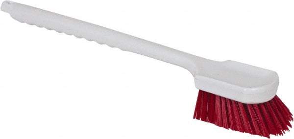 PRO-SOURCE - 1-1/2" Bristle Length, Polypropylene Utility Scrub Brush - 20" OAL, Red, Plastic Block - Apex Tool & Supply