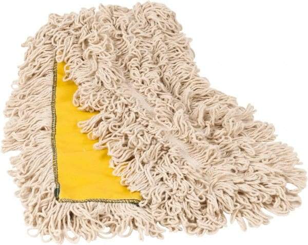 PRO-SOURCE - 48" Long x 3-1/2" Wide Yarn Blend Dust Mop Head - Snap-On, Yellow, Looped Head, Launderable - Apex Tool & Supply