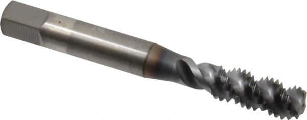 OSG - M12x1.75 Metric Coarse 3 Flute 6H Plug Spiral Flute Tap - Vanadium High Speed Steel, TiCN Finish, 3-3/8" OAL, Right Hand Flute, Right Hand Thread, D6, Series 143 - Apex Tool & Supply