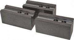H & R Manufacturing - 12" Chuck Capacity, 1.5mm x 60° Serrated Attachment, Square Soft Lathe Chuck Jaw - 3 Jaws, Steel, 1.181" Btw Mount Hole Ctrs, 5-1/4" Long x 2" Wide x 2-1/2" High, 0.827" Groove, 5/8" & 16mm Fastener - Apex Tool & Supply