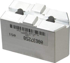 Masterman & Kovil - 6" Chuck Capacity, Tongue & Groove Attachment, Square Soft Lathe Chuck Jaw - 1 Jaw, Aluminum, 1-1/2" Btw Mount Hole Ctrs, 3mm Long x 1-1/2" Wide x 2" High, 5/16" Groove - Apex Tool & Supply