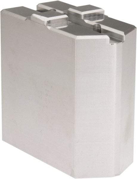 Masterman & Kovil - 6" Chuck Capacity, Tongue & Groove Attachment, Square Soft Lathe Chuck Jaw - 1 Jaw, Aluminum, 1-1/2" Btw Mount Hole Ctrs, 3mm Long x 1-1/2" Wide x 3" High, 5/16" Groove - Apex Tool & Supply