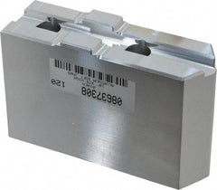 Masterman & Kovil - 10" Chuck Capacity, Tongue & Groove Attachment, Square Soft Lathe Chuck Jaw - 1 Jaw, Aluminum, 2-1/8" Btw Mount Hole Ctrs, 4.6mm Long x 1-1/2" Wide x 3" High, 1/2" Groove - Apex Tool & Supply