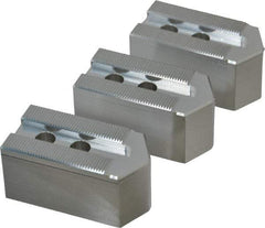 Masterman & Kovil - 6" Chuck Capacity, 1.5mm x 60° Serrated Attachment, Square Soft Lathe Chuck Jaw - 3 Jaws, Aluminum, 0.787" Btw Mount Hole Ctrs, 3mm Long x 1-1/2" Wide x 1-1/2" High, 0.473" Groove, 10mm Fastener - Apex Tool & Supply