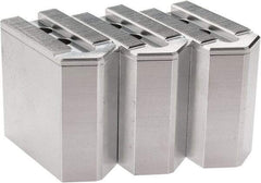 Masterman & Kovil - 6" Chuck Capacity, 1.5mm x 60° Serrated Attachment, Square Soft Lathe Chuck Jaw - 3 Jaws, Aluminum, 0.787" Btw Mount Hole Ctrs, 3mm Long x 1-1/2" Wide x 3" High, 0.473" Groove, 10mm Fastener - Apex Tool & Supply