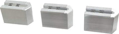 Masterman & Kovil - 6" Chuck Capacity, 1.5mm x 60° Serrated Attachment, Square Soft Lathe Chuck Jaw - 3 Jaws, Aluminum, 0.787" Btw Mount Hole Ctrs, 3mm Long x 1-1/2" Wide x 2" High, 0.473" Groove, 10mm Fastener - Apex Tool & Supply