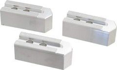 Masterman & Kovil - 8" Chuck Capacity, 1.5mm x 60° Serrated Attachment, Square Soft Lathe Chuck Jaw - 3 Jaws, Aluminum, 0.984" Btw Mount Hole Ctrs, 4mm Long x 1-1/2" Wide x 1-1/2" High, 0.551" Groove, 12mm Fastener - Apex Tool & Supply