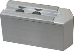 Masterman & Kovil - 8" Chuck Capacity, 1.5mm x 60° Serrated Attachment, Square Soft Lathe Chuck Jaw - 3 Jaws, Aluminum, 0.984" Btw Mount Hole Ctrs, 4mm Long x 1-1/2" Wide x 2" High, 0.551" Groove, 12mm Fastener - Apex Tool & Supply
