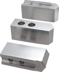 Masterman & Kovil - 10" Chuck Capacity, 1.5mm x 60° Serrated Attachment, Square Soft Lathe Chuck Jaw - 3 Jaws, Aluminum, 1.181" Btw Mount Hole Ctrs, 4.6mm Long x 1-1/2" Wide x 2" High, 0.63" Groove, 12mm Fastener - Apex Tool & Supply
