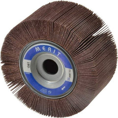 Merit Abrasives - 4" Diam, 180 Grit Aluminum Oxide Unmounted Flap Wheel - 5/8" Hole, 2" Wide, Coated, Very Fine Grade, 12,000 Max RPM , Cloth Backing - Apex Tool & Supply