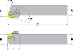 Dorian Tool - MSRN, Left Hand Cut, 15° Lead Angle, 3/4" Shank Height x 3/4" Shank Width, Negative Rake Indexable Turning Toolholder - 4-1/2" OAL, SN..43. Insert Compatibility, Series Multi-Option - Apex Tool & Supply