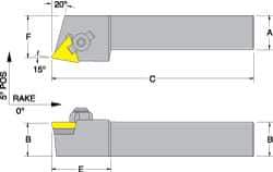 Dorian Tool - CTRP, Right Hand Cut, 15° Lead Angle, 5/8" Shank Height x 5/8" Shank Width, Neutral Rake Indexable Turning Toolholder - 4-1/2" OAL, TP..22.. Insert Compatibility, Series Clamp Type - Apex Tool & Supply