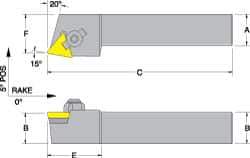 Dorian Tool - CTRP, Left Hand Cut, 15° Lead Angle, 5/8" Shank Height x 5/8" Shank Width, Neutral Rake Indexable Turning Toolholder - 4-1/2" OAL, TP..22.. Insert Compatibility, Series Clamp Type - Apex Tool & Supply