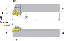 Dorian Tool - MTRN, Right Hand Cut, 15° Lead Angle, 5/8" Shank Height x 5/8" Shank Width, Negative Rake Indexable Turning Toolholder - 4-1/2" OAL, TN..22. Insert Compatibility, Series Multi-Option - Apex Tool & Supply