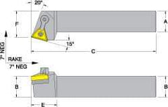 Dorian Tool - MTRN, Right Hand Cut, 15° Lead Angle, 5/8" Shank Height x 5/8" Shank Width, Negative Rake Indexable Turning Toolholder - 4-1/2" OAL, TN..22. Insert Compatibility, Series Multi-Option - Apex Tool & Supply