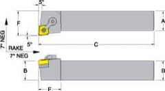 Dorian Tool - MCLN, Right Hand Cut, 5° Lead Angle, 1-1/4" Shank Height x 1-1/4" Shank Width, Negative Rake Indexable Turning Toolholder - 6" OAL, CN..54. Insert Compatibility, Series Multi-Option - Apex Tool & Supply