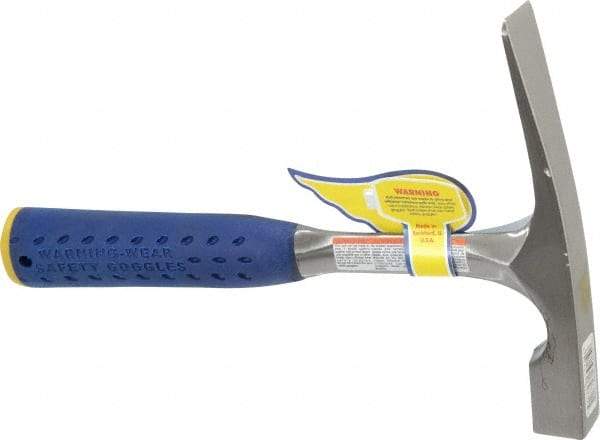 Estwing - 1-1/2 Lb Head Bricklayer's Hammer - 11" OAL, Steel Handle with Grip, 53/64" Face Diam - Apex Tool & Supply