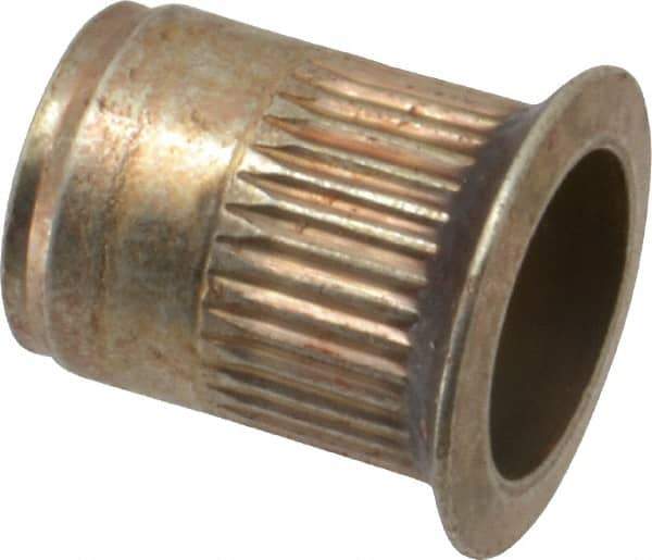 Made in USA - M10x1.50, 13.46mm Insert Diam, 17.53mm OAL, Sealed Head Open End Threaded Insert - 13.5mm Hole Diam, 17.4mm Head Diam, 1008/1010 Steel, Clear Protective Coating & Zinc Yellow Dichromate Finish - Apex Tool & Supply