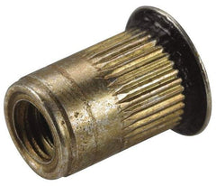 Made in USA - M4x0.70, 6.73mm Insert Diam, 11.94mm OAL, Sealed Head Open End Threaded Insert - 6.75mm Hole Diam, 9.91mm Head Diam, 1008/1010 Steel, Clear Protective Coating & Zinc Yellow Dichromate Finish - Apex Tool & Supply