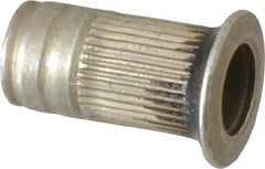 Made in USA - #10-24, 0.296 Insert Diam, 0.585" OAL, Sealed Head Open End Threaded Insert - 0.2969" Hole Diam, 0.415" Head Diam, 1008/1010 Steel, Clear Protective Coating & Zinc Yellow Dichromate Finish - Apex Tool & Supply