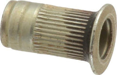 Made in USA - #10-32, 0.296 Insert Diam, 0.585" OAL, Sealed Head Open End Threaded Insert - 0.2969" Hole Diam, 0.415" Head Diam, 1008/1010 Steel, Clear Protective Coating & Zinc Yellow Dichromate Finish - Apex Tool & Supply