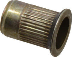 Made in USA - 5/16-18, 0.53 Insert Diam, 0.805" OAL, Sealed Head Open End Threaded Insert - 0.5312" Hole Diam, 0.685" Head Diam, 1008/1010 Steel, Clear Protective Coating & Zinc Yellow Dichromate Finish - Apex Tool & Supply