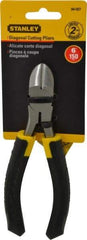 Stanley - 6-3/8" OAL, Cutting Pliers - 15/16" Jaw Length x 53/64" Jaw Width, Round Head, Thermo Plastic Elastomer (TPE) Handle - Apex Tool & Supply