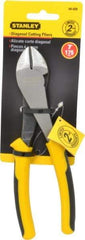 Stanley - 7" OAL, Cutting Pliers - 13/16" Jaw Length x 1-7/64" Jaw Width, Round Head, Thermo Plastic Elastomer (TPE) Handle - Apex Tool & Supply