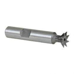 Keo - 1/2" Diam x 1/8" Width of Cut, 45° Included Angle, High Speed Steel Dovetail Cutter - 3/8" Shank Diam, 2" Shank Length, 2-1/8" Overall Length, Weldon Flat, Uncoated - Apex Tool & Supply
