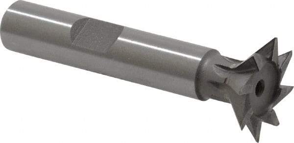 Keo - 3/4" Diam x 3/16" Width of Cut, 45° Included Angle, High Speed Steel Dovetail Cutter - 3/8" Shank Diam, 1-15/16" Shank Length, 2-1/8" Overall Length, Weldon Flat, Uncoated - Apex Tool & Supply