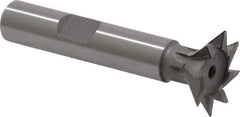 Keo - 3/4" Diam x 3/16" Width of Cut, 45° Included Angle, High Speed Steel Dovetail Cutter - 3/8" Shank Diam, 1-15/16" Shank Length, 2-1/8" Overall Length, Weldon Flat, Uncoated - Apex Tool & Supply