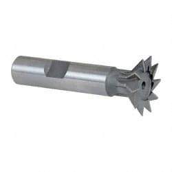 Keo - 1" Diam x 1/4" Width of Cut, 45° Included Angle, High Speed Steel Dovetail Cutter - 1/2" Shank Diam, 2-1/4" Shank Length, 2-1/2" Overall Length, Weldon Flat, Uncoated - Apex Tool & Supply