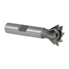 Keo - 3/4" Diam x 5/16" Width of Cut, 60° Included Angle, High Speed Steel Dovetail Cutter - 3/8" Shank Diam, 2-1/8" Overall Length, Weldon Flat, Uncoated - Apex Tool & Supply