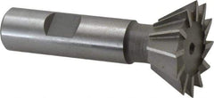 Keo - 1-3/8" Diam x 9/16" Width of Cut, 60° Included Angle, High Speed Steel Dovetail Cutter - 5/8" Shank Diam, 2-7/8" Overall Length, Weldon Flat, Uncoated - Apex Tool & Supply