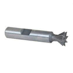 Keo - 1/2" Diam x 7/32" Width of Cut, 60° Included Angle, Cobalt Dovetail Cutter - 3/8" Shank Diam, 2-1/8" Overall Length, Weldon Flat, Uncoated - Apex Tool & Supply