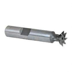 Keo - 1/2" Diam x 1/8" Width of Cut, 45° Included Angle, Cobalt Dovetail Cutter - 3/8" Shank Diam, 2" Shank Length, 2-1/8" Overall Length, Weldon Flat, Uncoated - Apex Tool & Supply