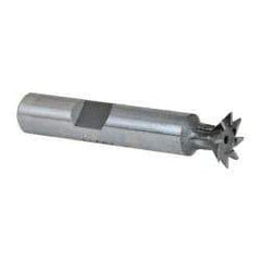 Keo - 1/2" Diam x 1/8" Width of Cut, 45° Included Angle, Cobalt Dovetail Cutter - 3/8" Shank Diam, 2" Shank Length, 2-1/8" Overall Length, Weldon Flat, Uncoated - Apex Tool & Supply